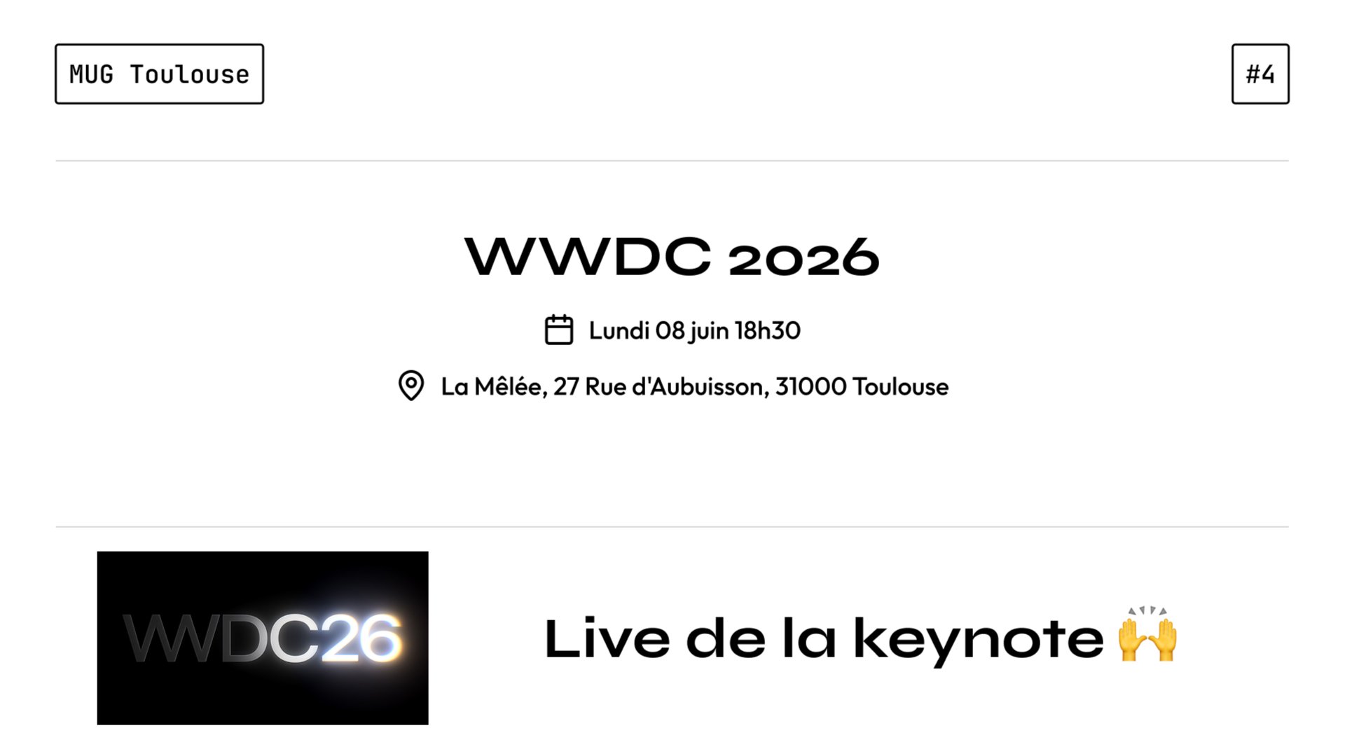 MUG Toulouse #4 - Live Keynote WWDC 2026